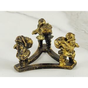 Christmas Brass Letter Holder Santa Claus Design Figurine 3" Taiwan 80s Holidays